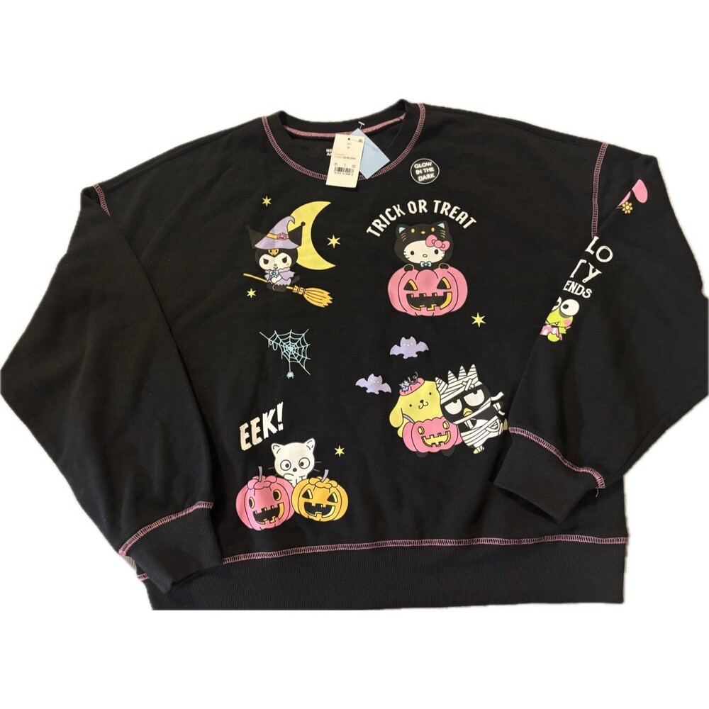 Hello Kitty & Friends Size Medium Black Halloween Crewneck Sweatshirt